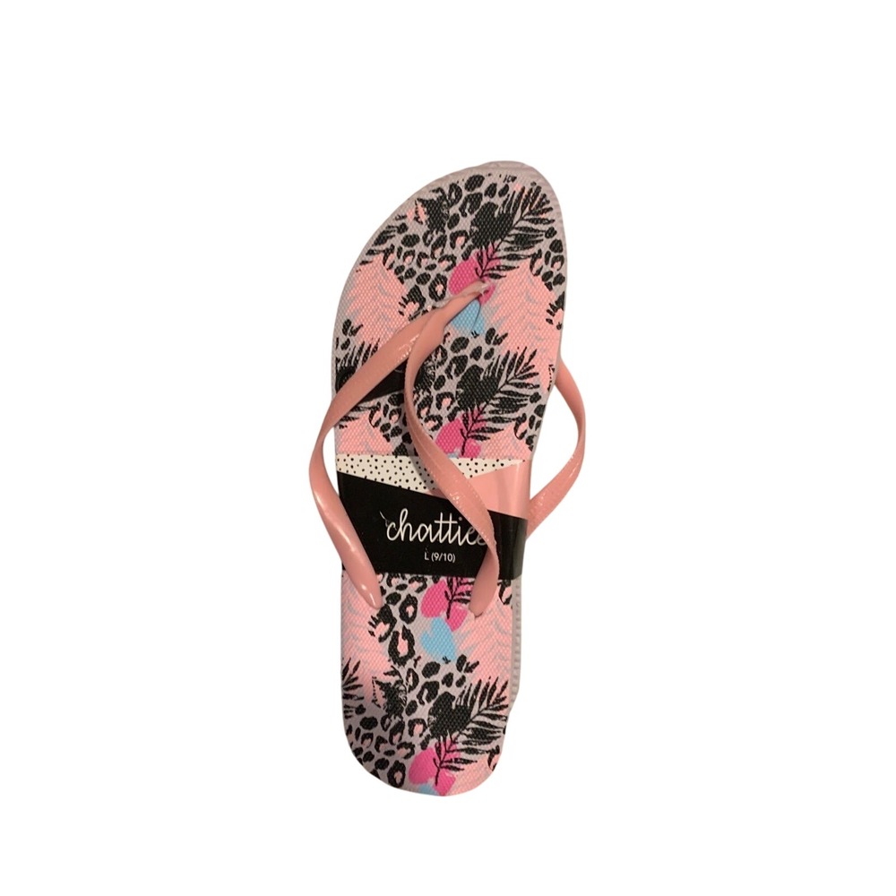 Flip-flops light pink with black large 9/10 NEW‎